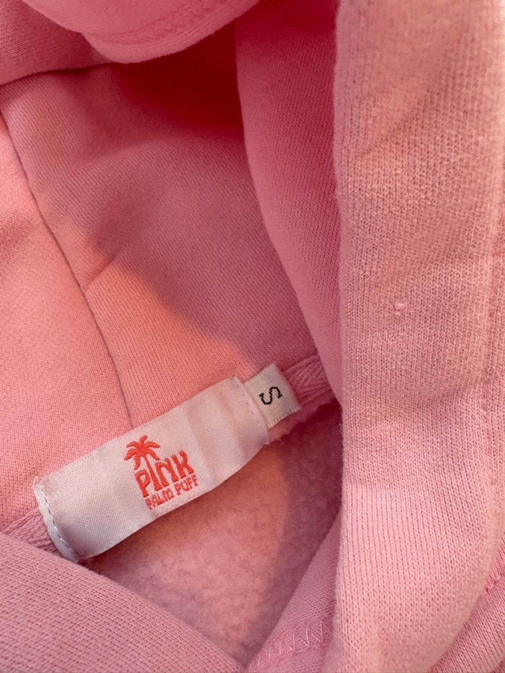 Pink Palm Puff Hooded Sweatshirt with Coral Palm & Hibiscus Embroidery - Picture 5 of 7